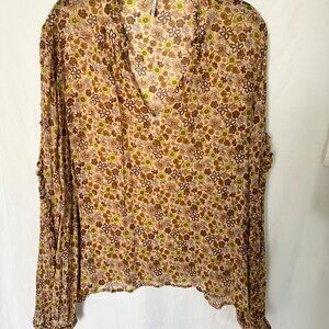Scotch & Soda Floral Print Peasant Top sz L
